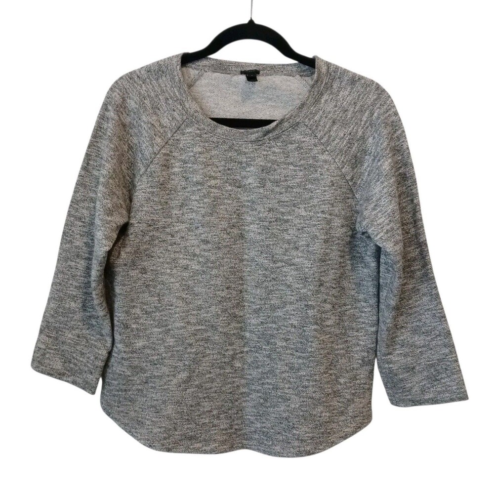J Crew Size Small Sweater 3/4  Sleeve Heather Gray Top Knit Sweatshirt Excellent